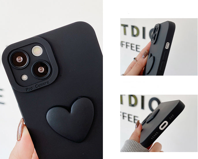 Midnight Black Cute Heart Lanyard Cover – phone accessory by JustAndBest India