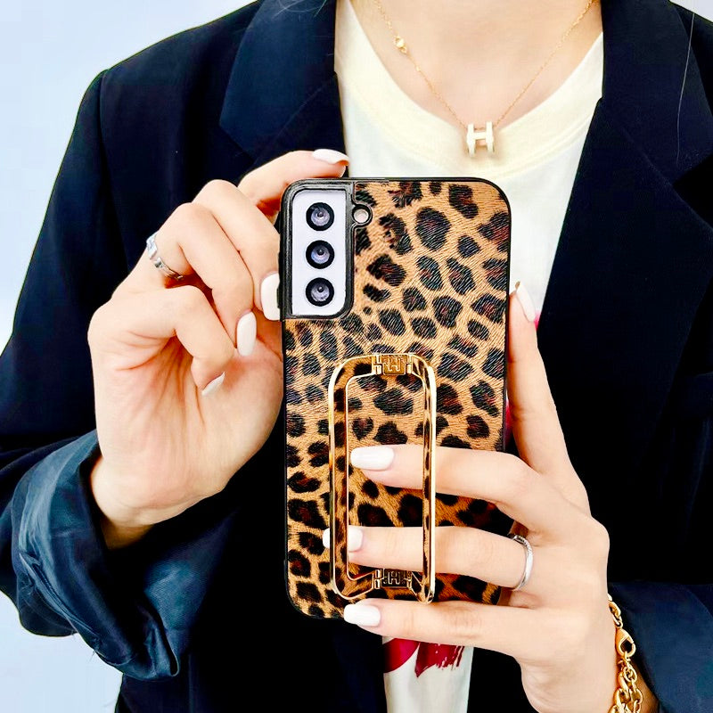 Classy Leopard Style Gold Buckle Holder Case – phone accessory by JustAndBest India