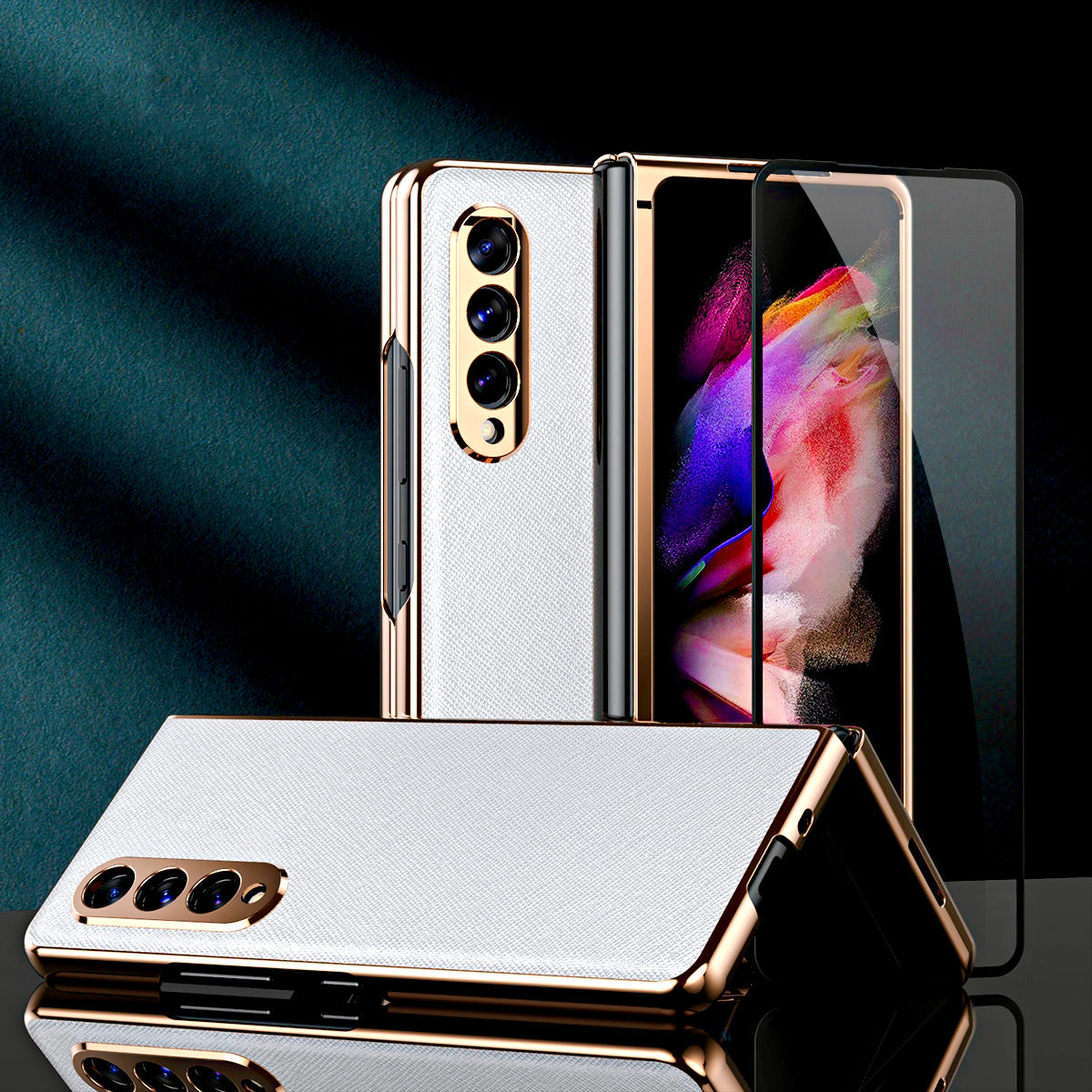 White Premium Leather Gold Electroplated Luxury Cover (with Glass Front Panel) iPhone cover – JustAndBest India