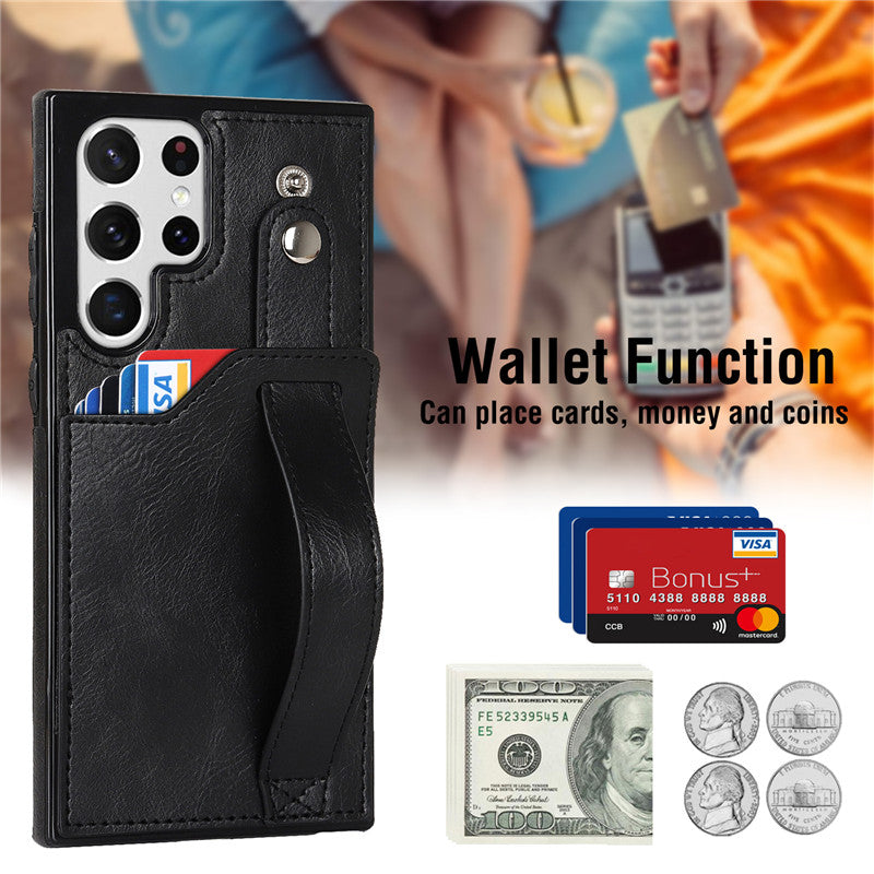 Premium Leather Wallet Style Hand Strap Case iPhone cover – JustAndBest India