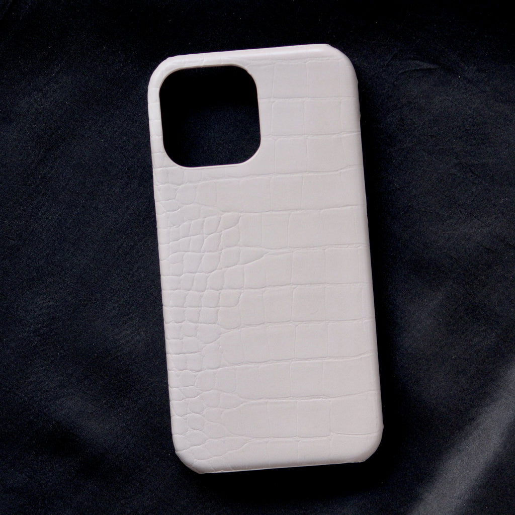 White Croco White leather cover for iPhone 12