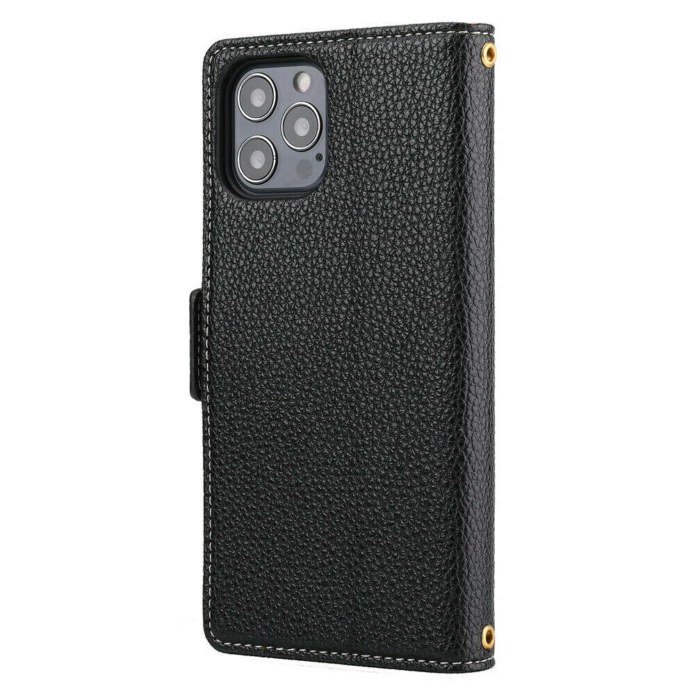Premium Lychee Leather Card Holder Flip Case – phone accessory by JustAndBest India