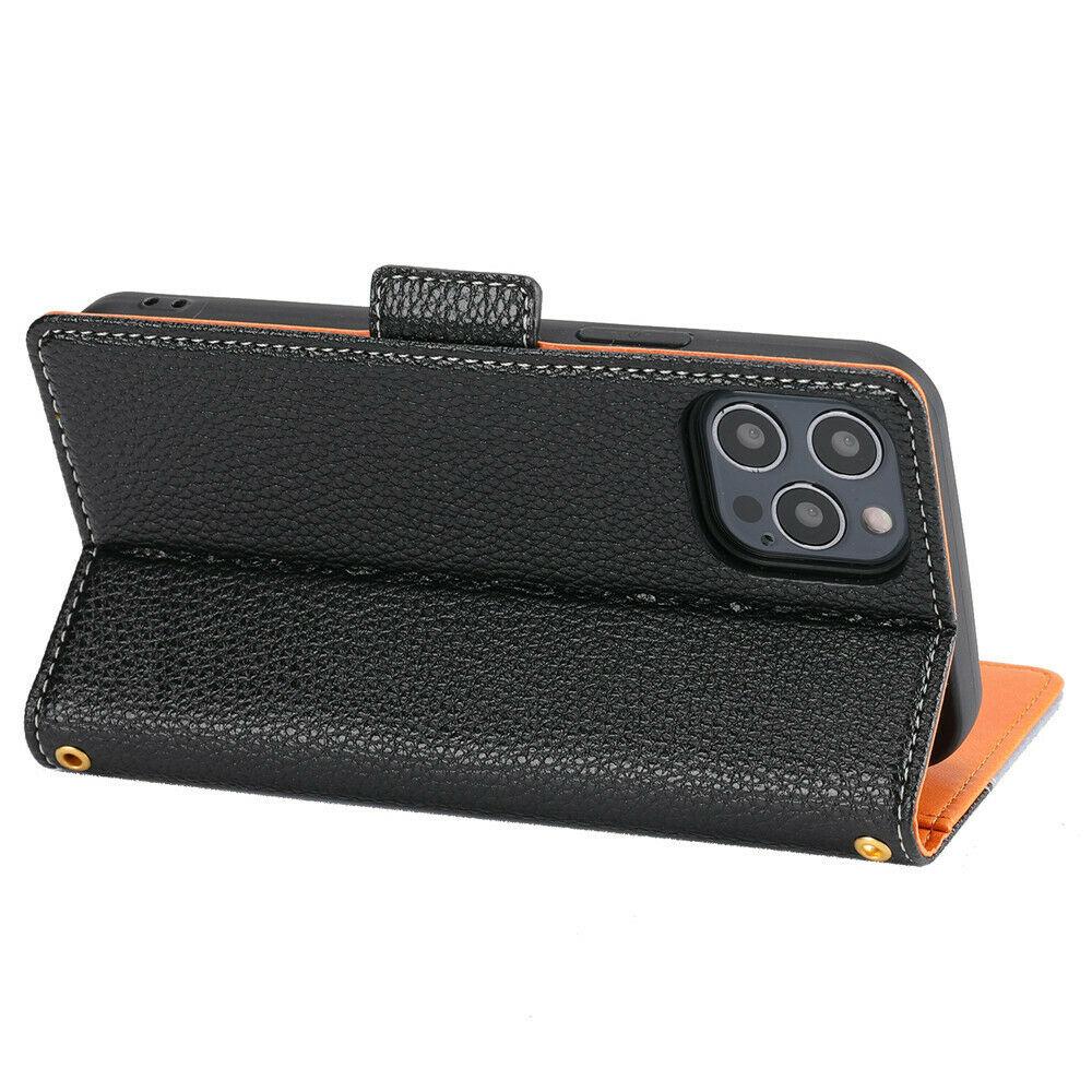 Premium Lychee Leather Card Holder Flip Case – phone accessory by JustAndBest India