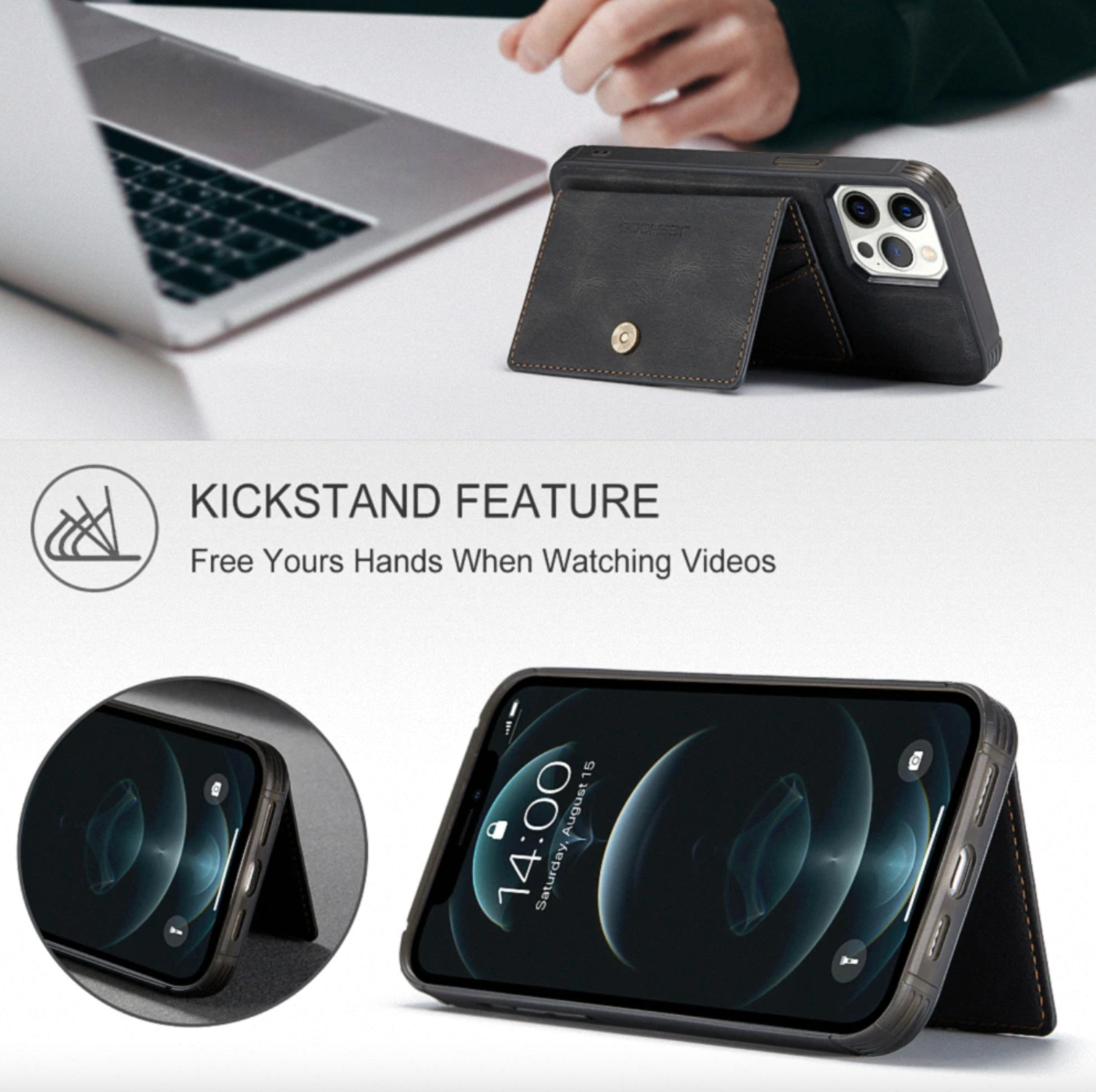 Premium Detachable Magnetic Wallet Style Leather Case iPhone cover – JustAndBest India