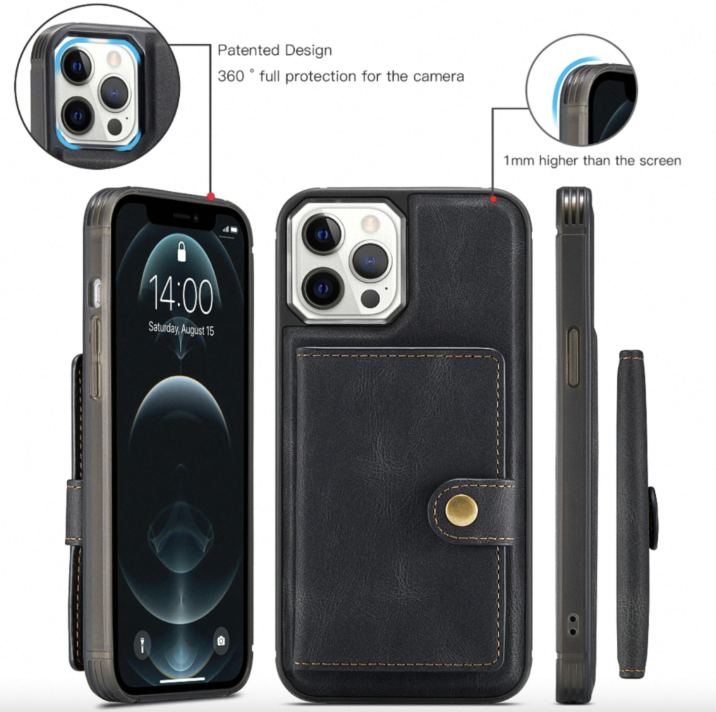 Premium Detachable Magnetic Wallet Style Leather Case iPhone cover – JustAndBest India
