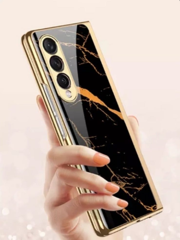 Royal Gold Plated Marble Pattern Luxury Cover(with front glass protector) – phone accessory by JustAndBest India