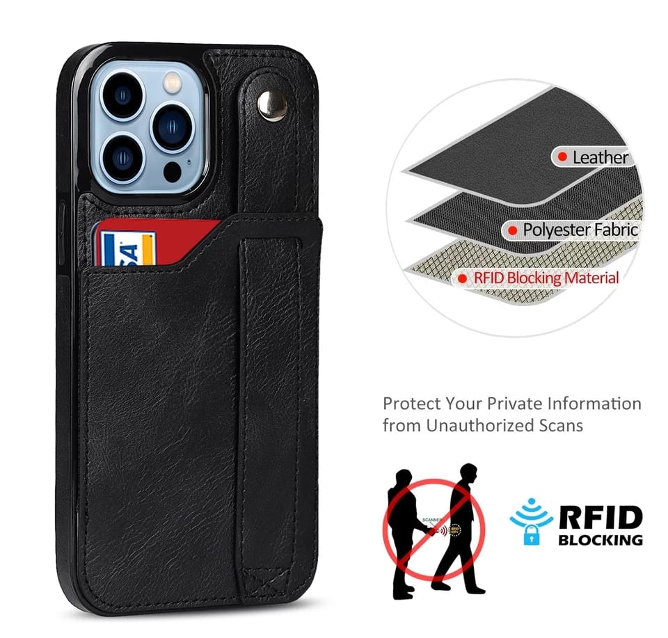 Premium Leather Wallet Style Hand Strap Case iPhone cover – JustAndBest India