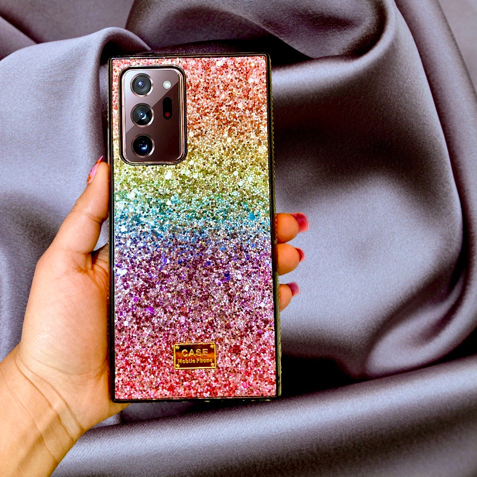 Rainbow Glitter Bling Rhinestones Luxury Samsung Note Cover