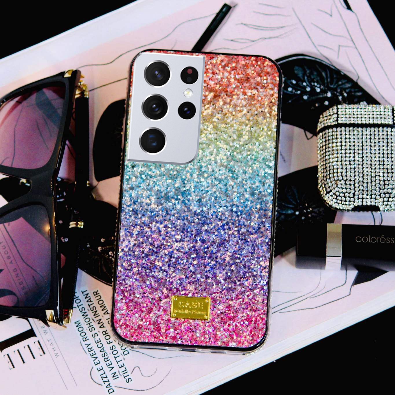 Rainbow Glitter Cover for Samsung Galaxy S21 