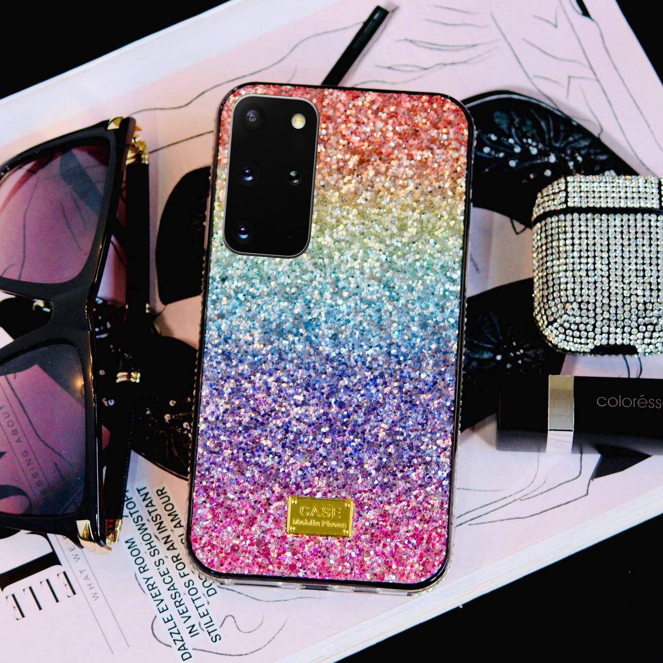 Rainbow Glitter Bling Rhinestones Luxury Cover iPhone cover – JustAndBest India
