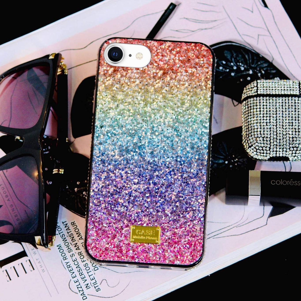 Rainbow Glitter Bling Rhinestones Luxury iPhone SE 2020 Cover
