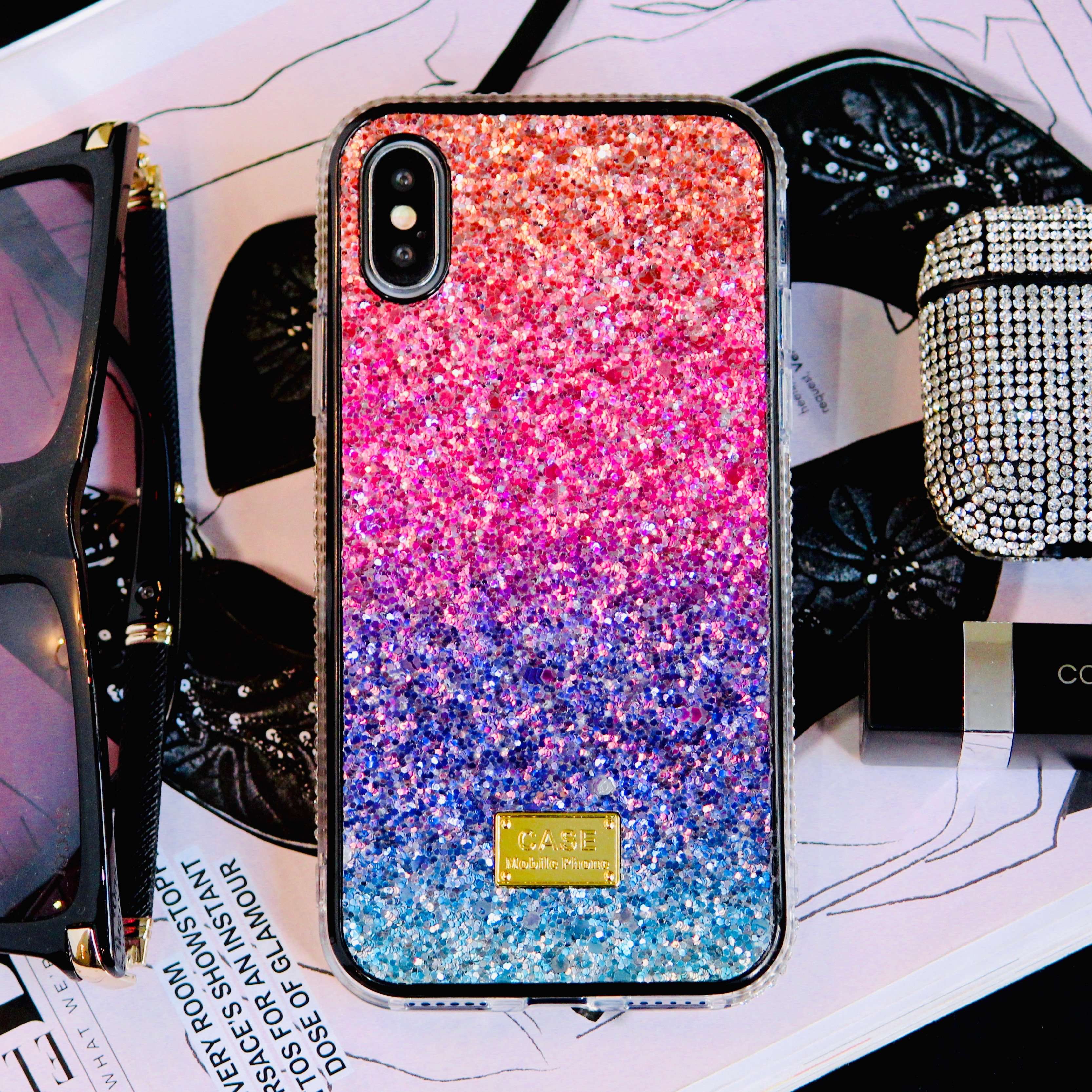 Rainbow Glitter Bling Rhinestones Luxury Cover iPhone cover – JustAndBest India