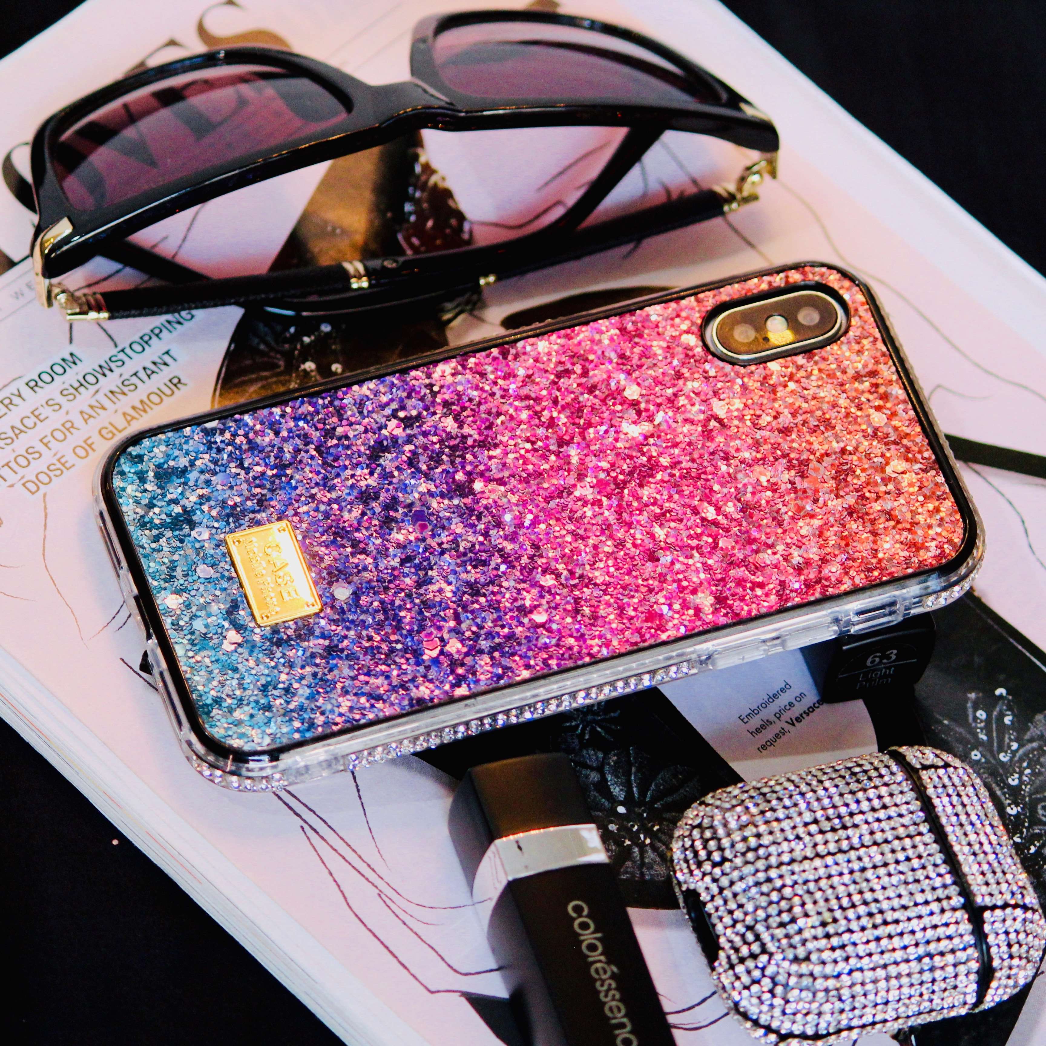 Rainbow Glitter Bling Rhinestones Luxury Cover iPhone cover – JustAndBest India