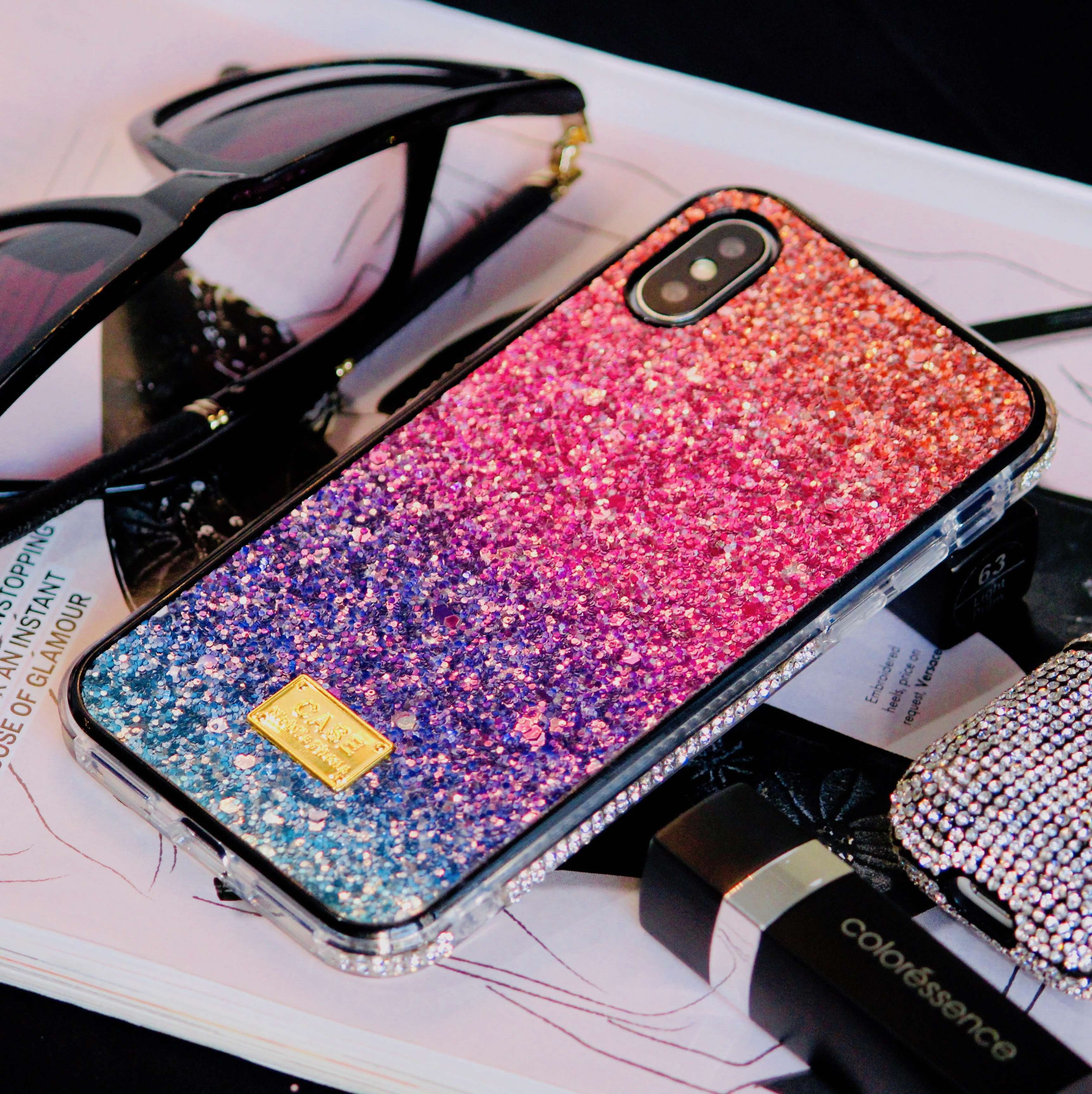Rainbow Glitter Bling Rhinestones Luxury Cover iPhone cover – JustAndBest India