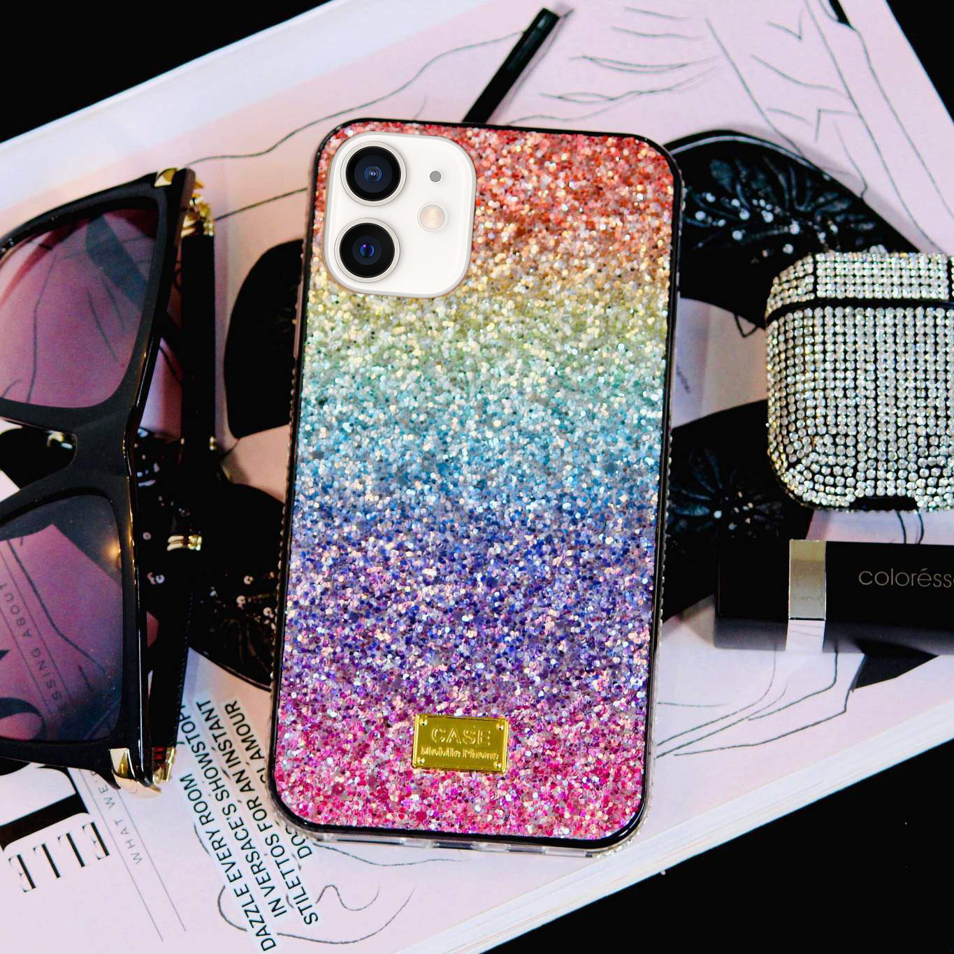 Rainbow Glitter Bling Rhinestones Luxury Cover(Available for iPhone 11 / 11 Pro / 11 Pro Max) – JustAndBest India
