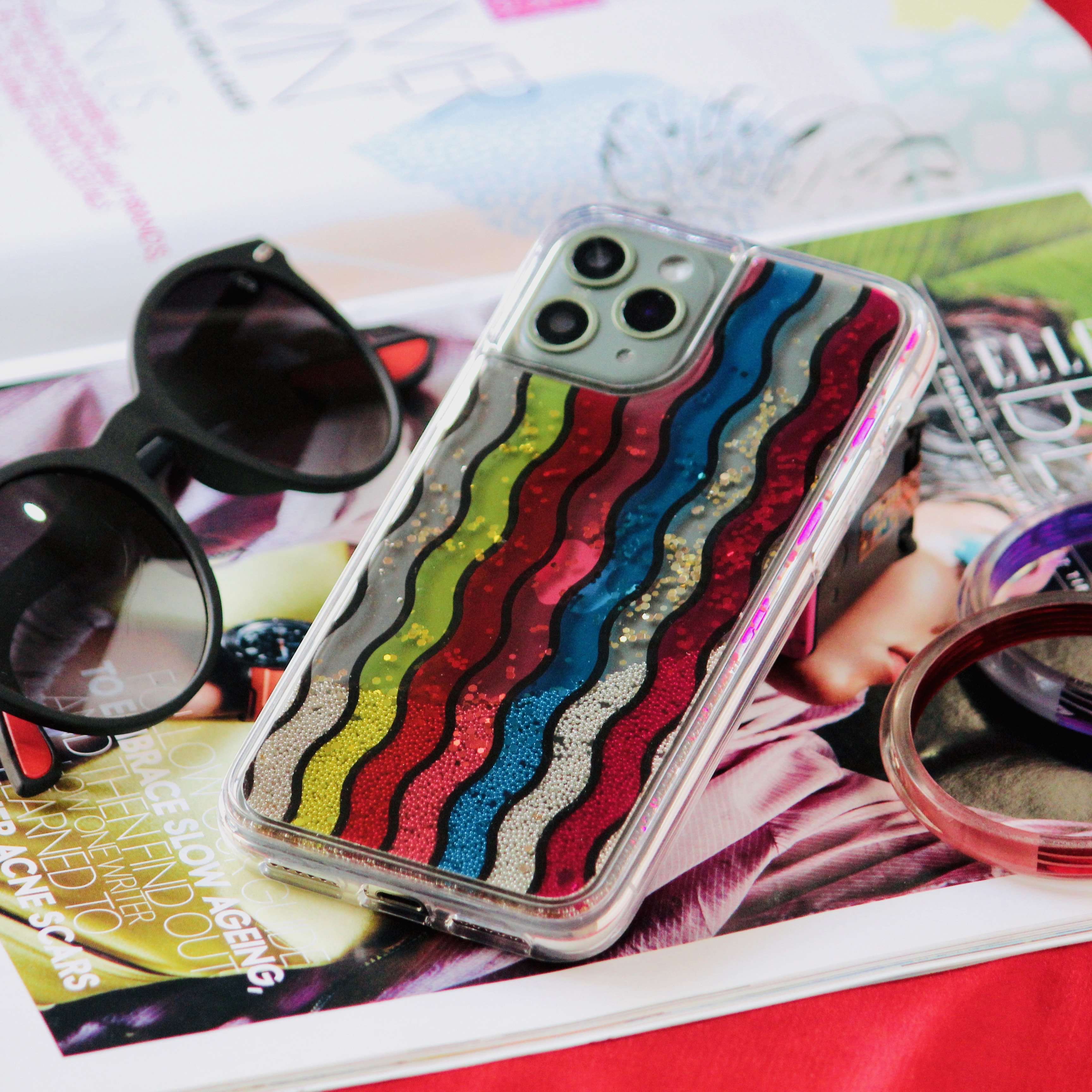 Rainbow Glitter Quicksand Luxury Case iPhone cover – JustAndBest India