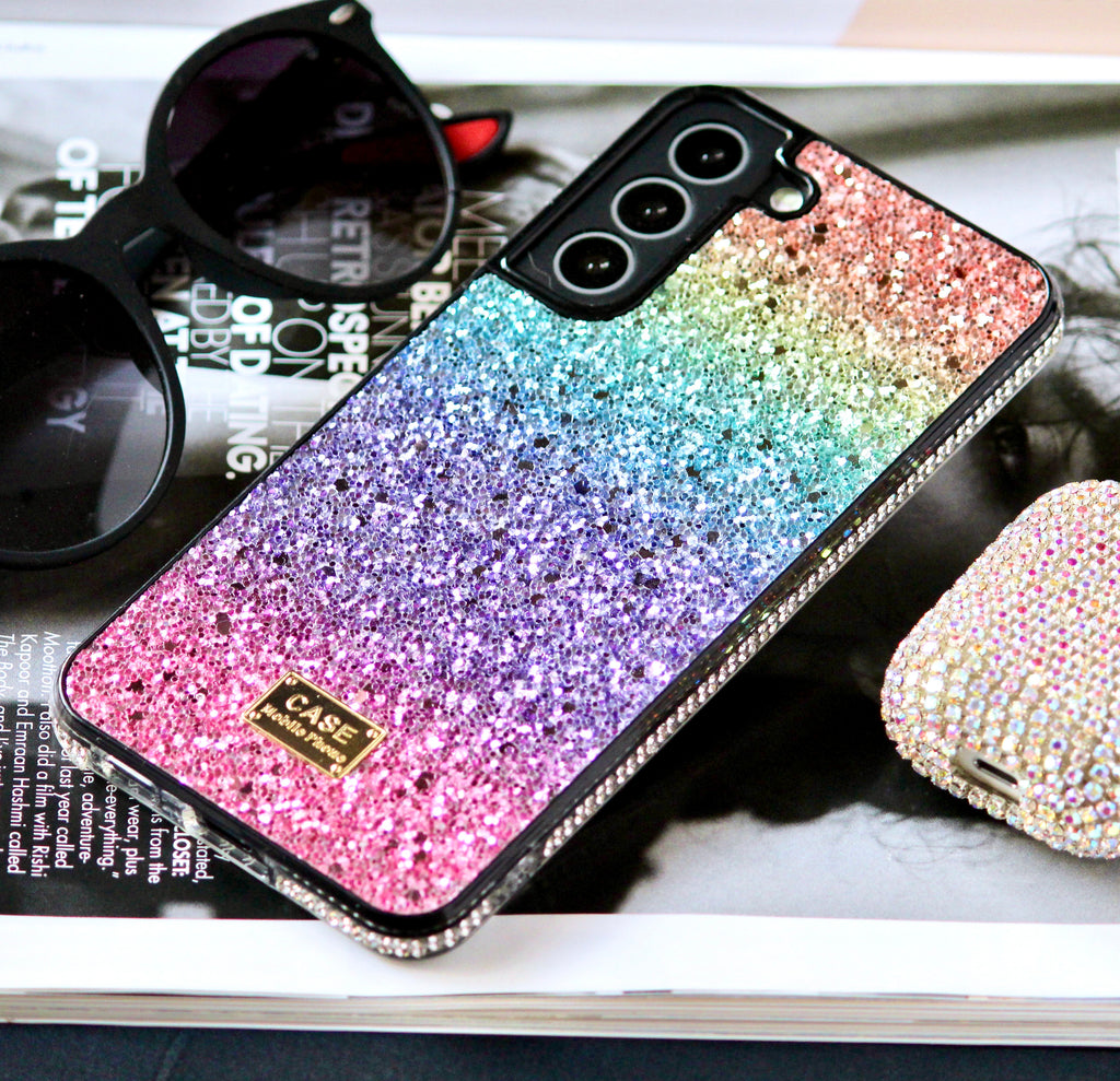 Rainbow Glitter Bling Diamonds Samsung S21 Cover
