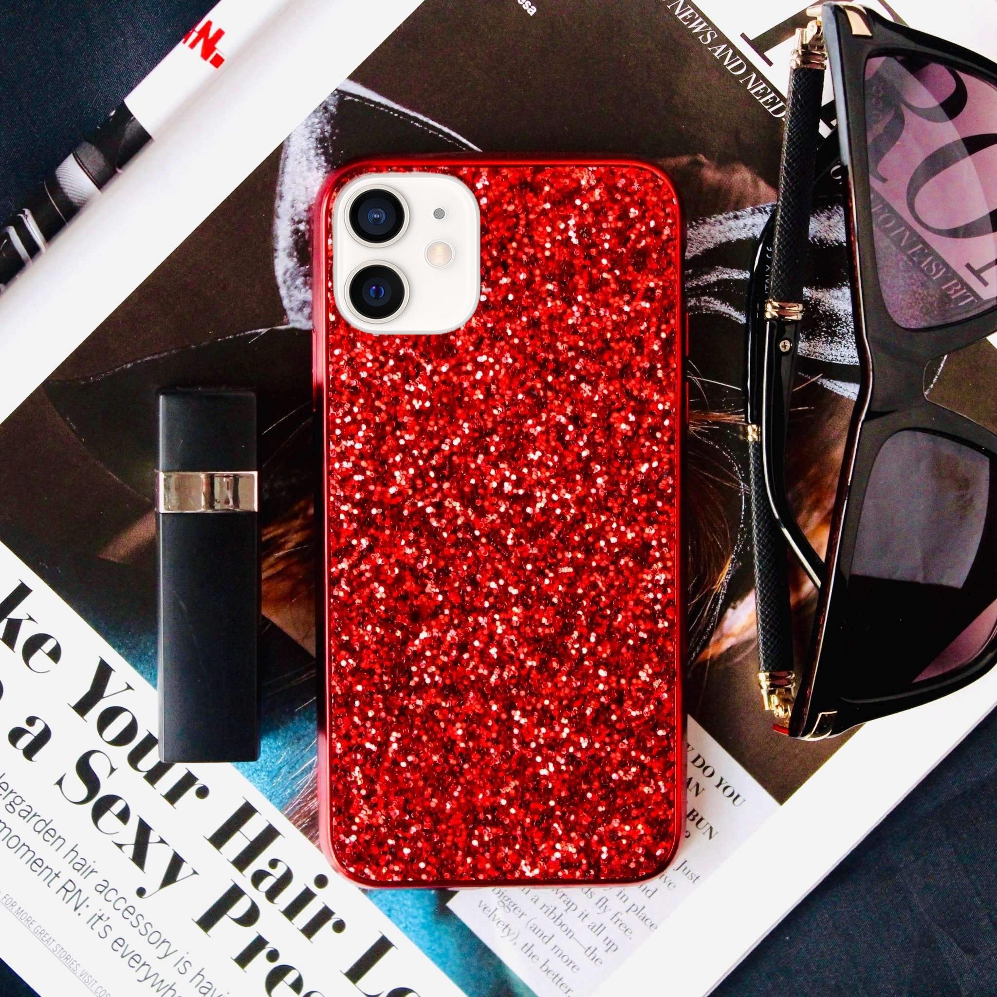 Red Glitter Bling Sequin Case iPhone cover – JustAndBest India