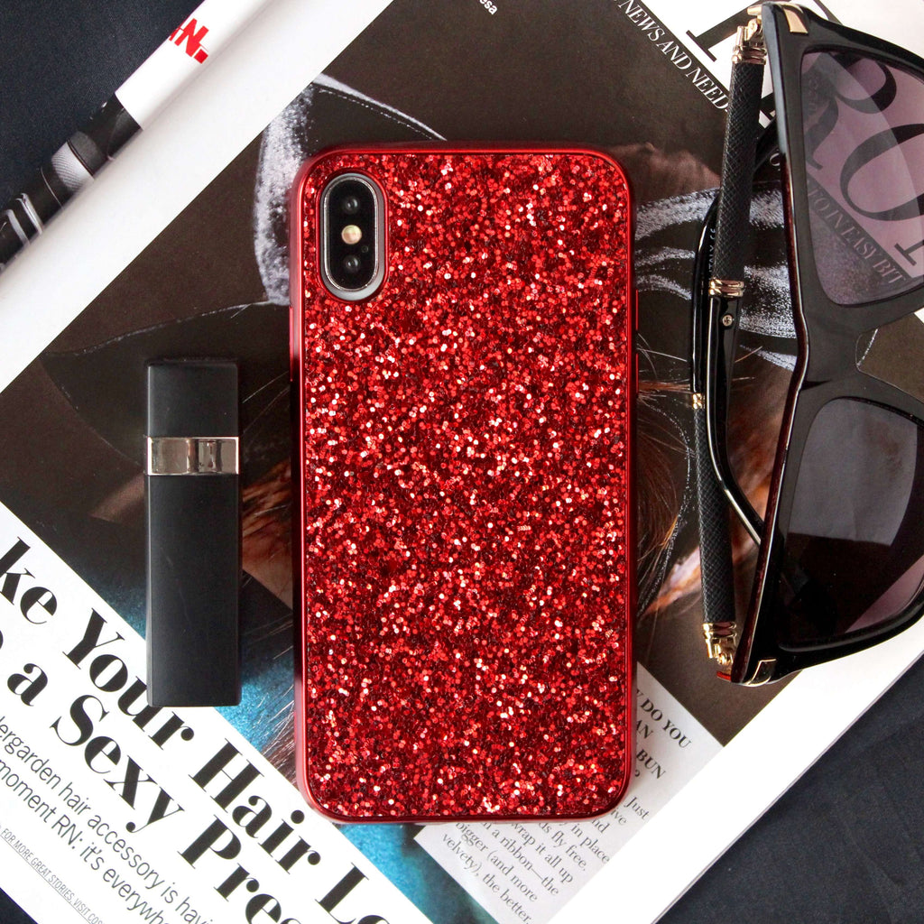 Red Glitter Bling Sequin Case for iPhone X Case
