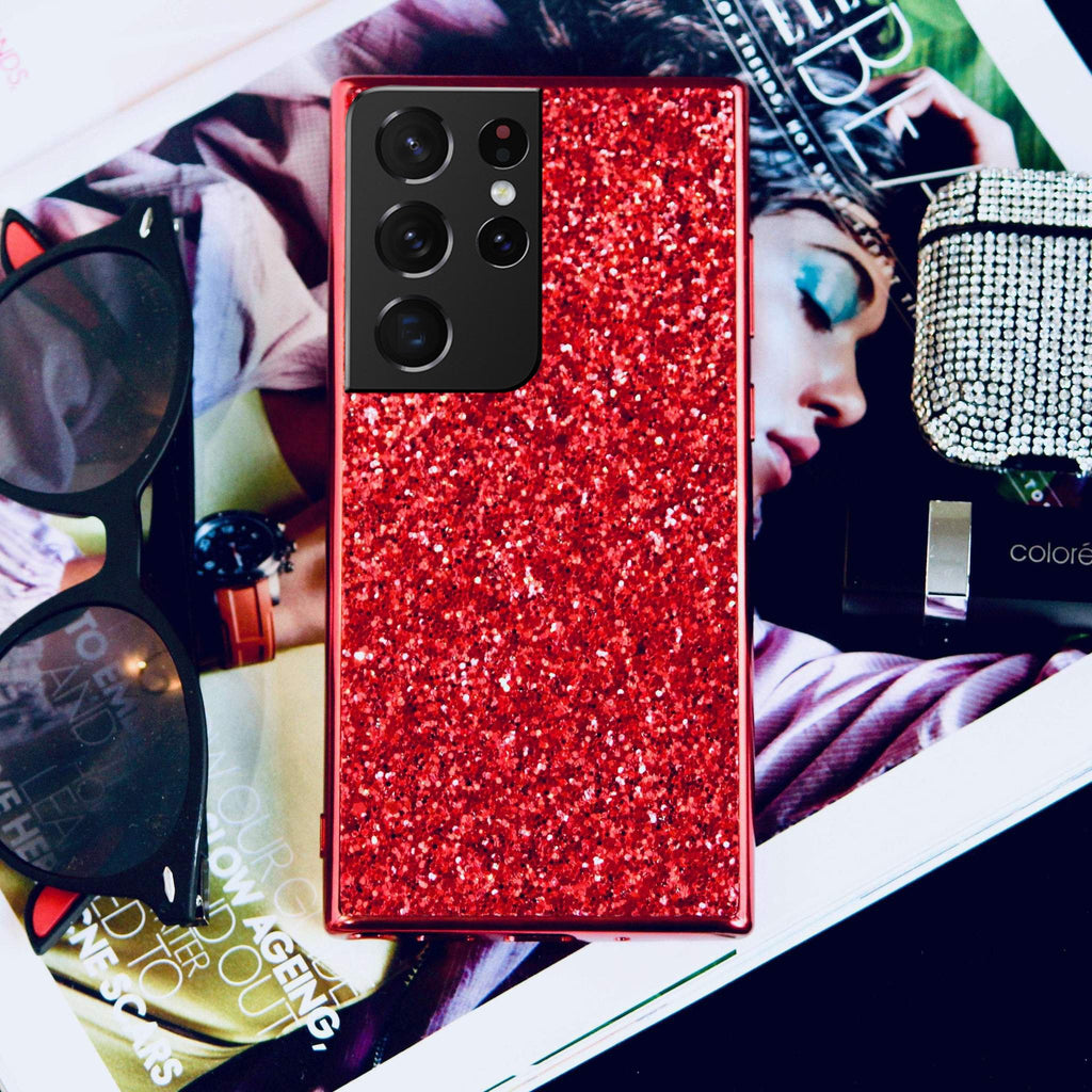 Red Glitter cover for Samsung S21 series