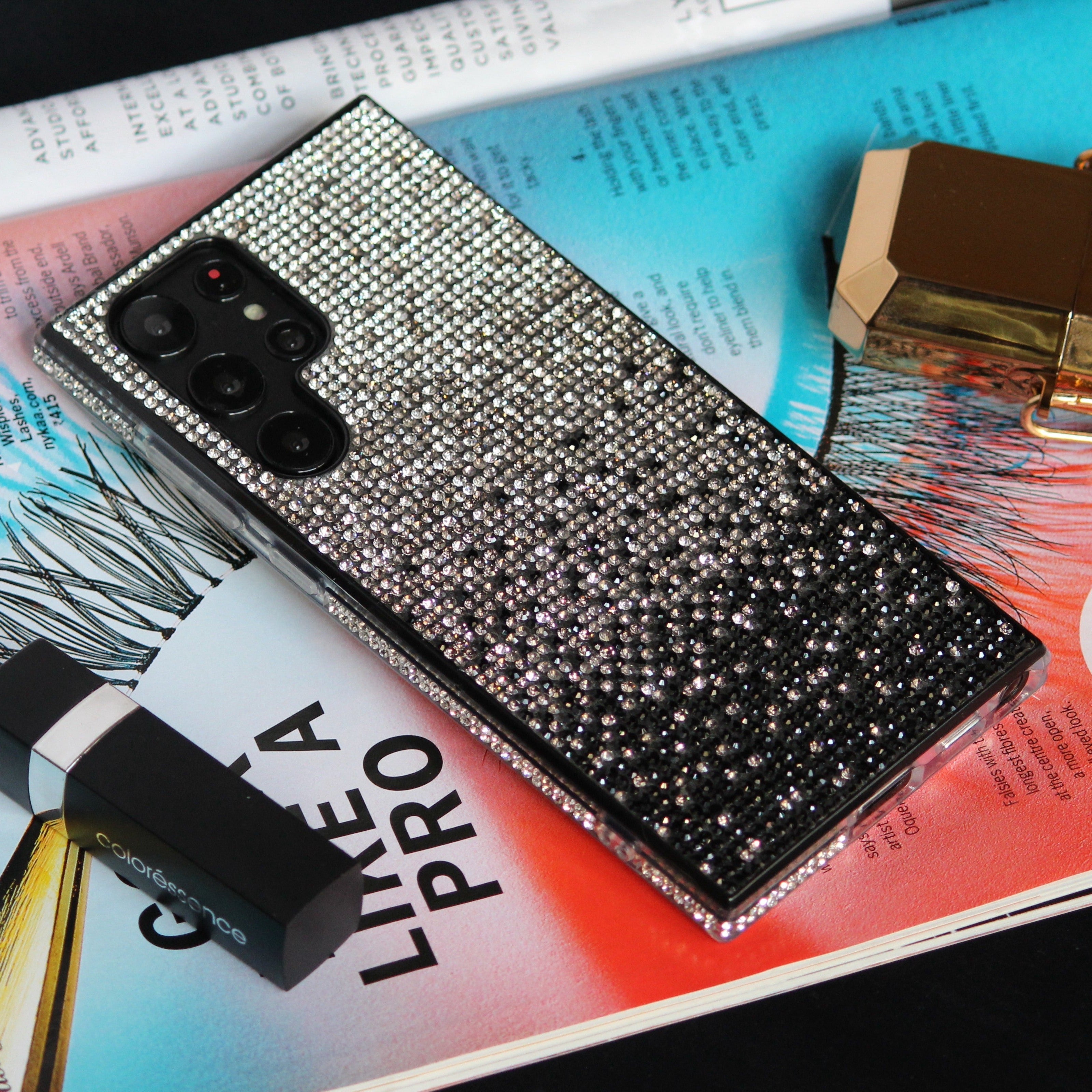 Samsung Galaxy S25 Series Bling Gradient Rhinestones Cover - protective case detail