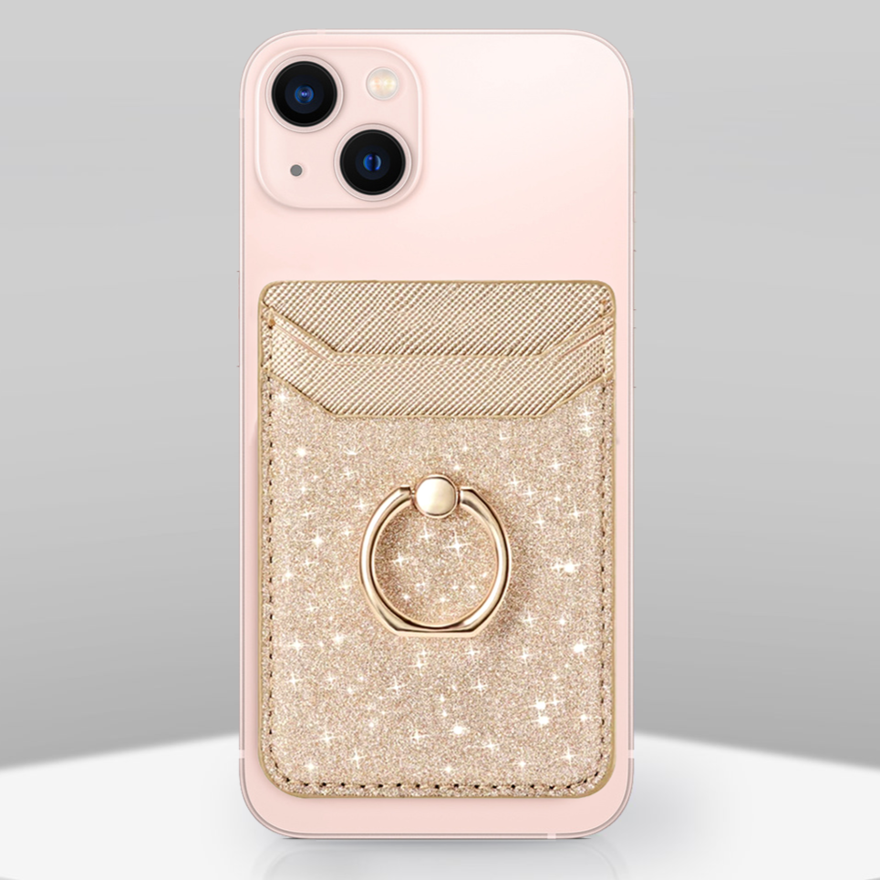 Gold Glitter Ring Holder Phone Wallet – phone accessory by JustAndBest India