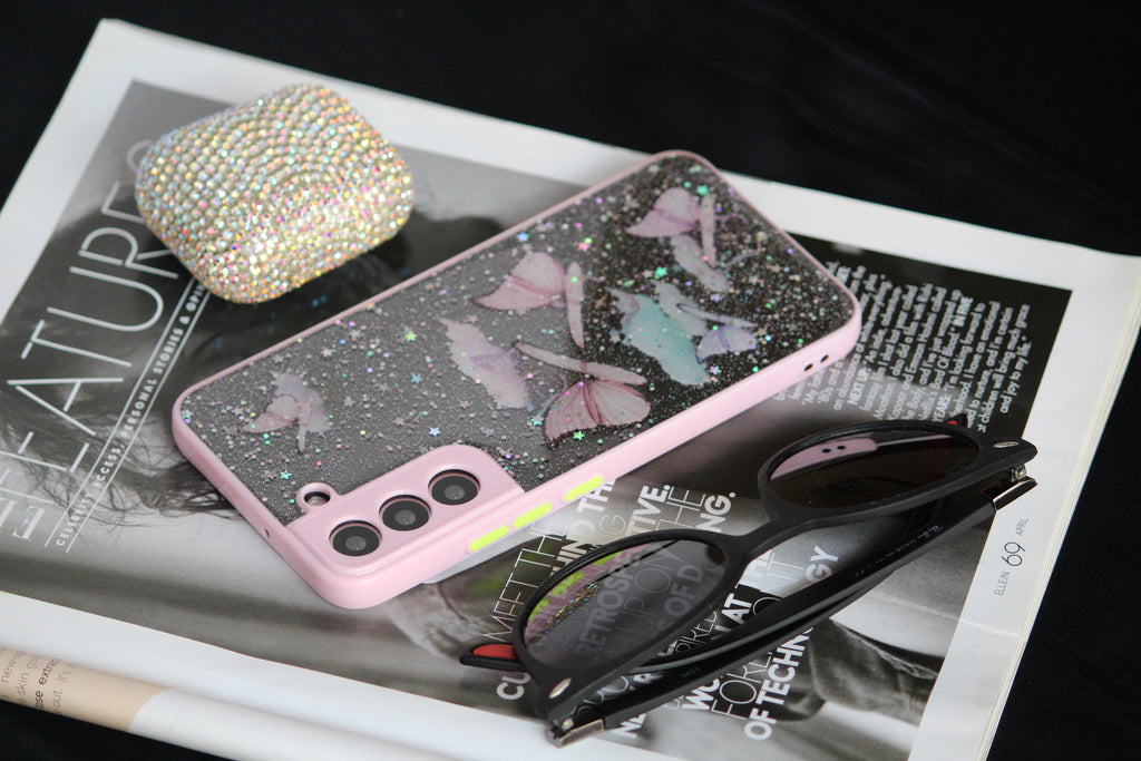 Butterfly Glitter Transparent Case for Samsung S21