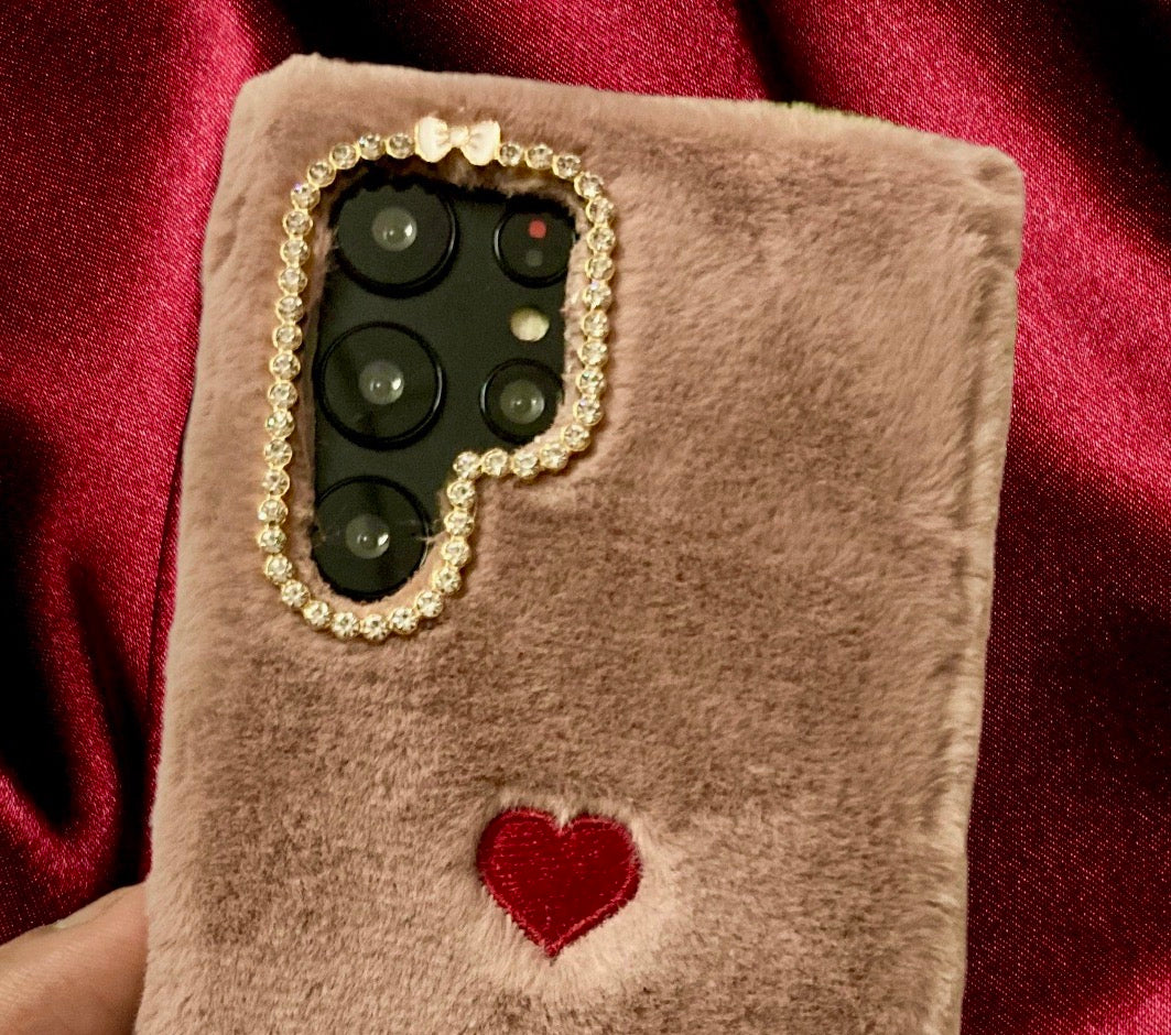 Cute Heart Plush Fur Cover iPhone cover – JustAndBest India