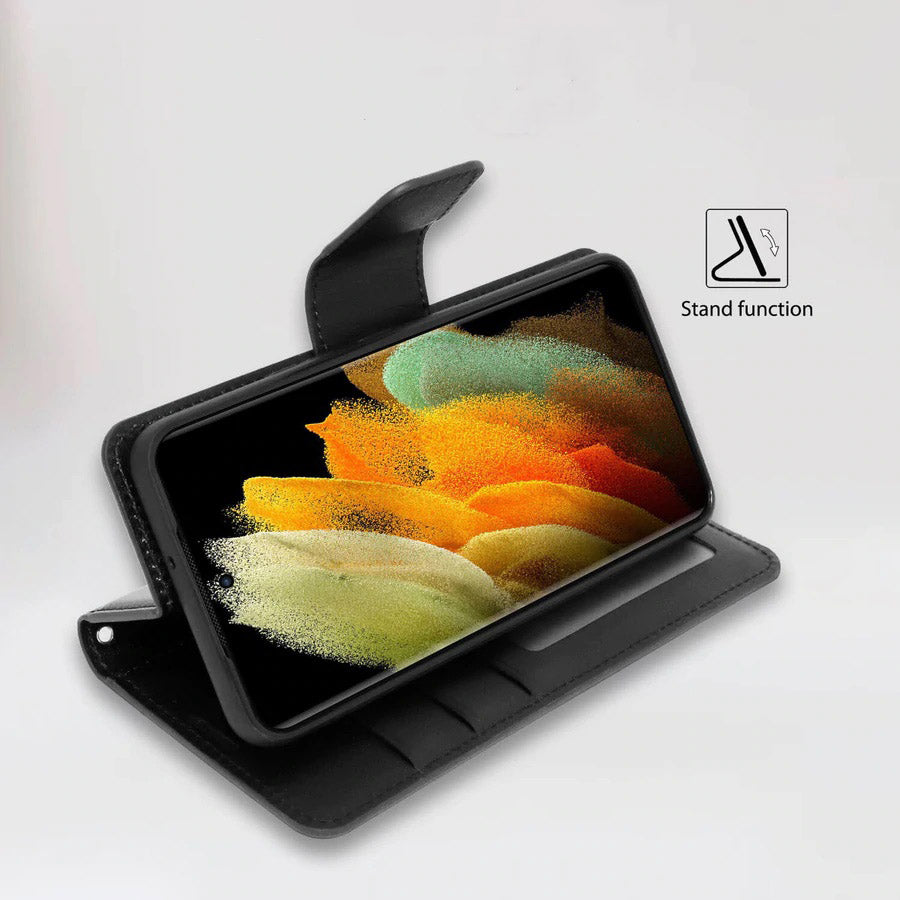 black Wallet Style Flip Case for Samsung S21