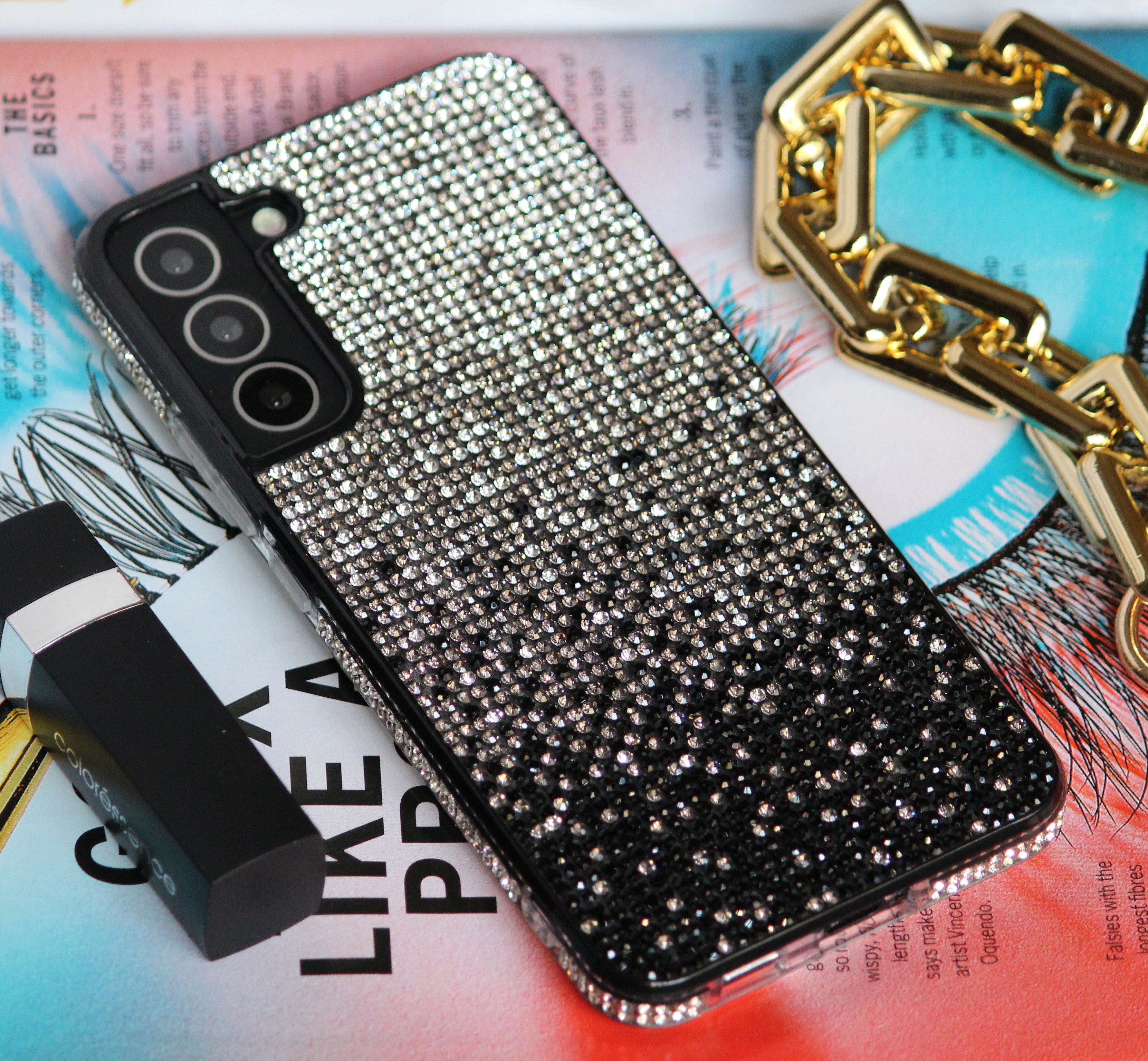 Black & Silver Gradient Rhinestones Luxury Cover iPhone cover – JustAndBest India