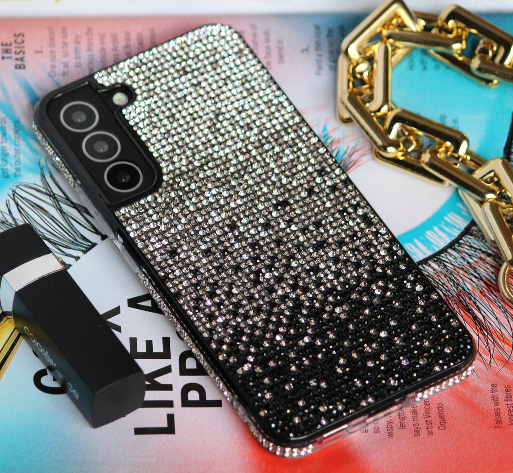 Black & Silver Gradient Rhinestones Luxury Cover for Samsung S21