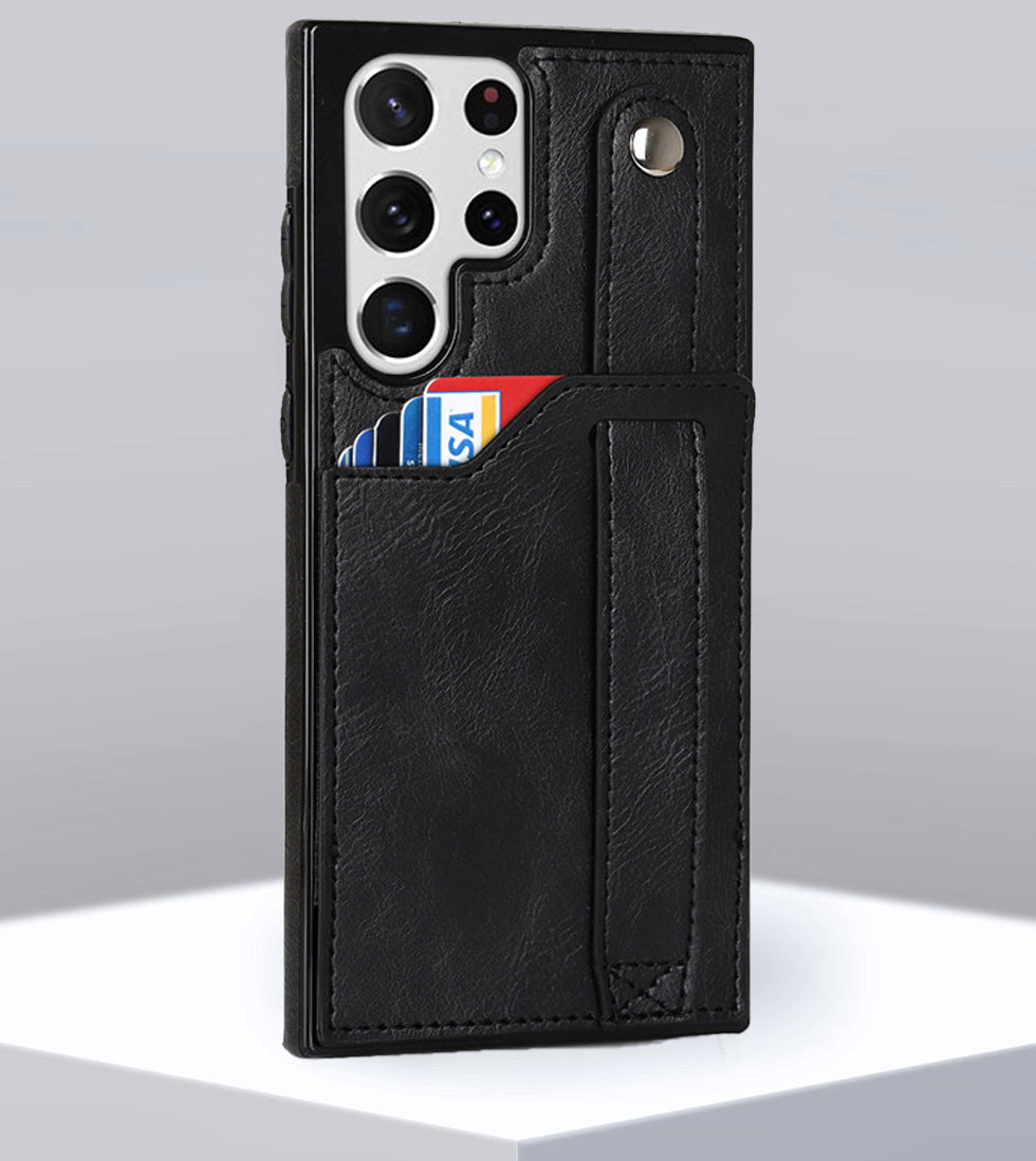 Premium Leather Wallet Style Hand Strap Case iPhone cover – JustAndBest India