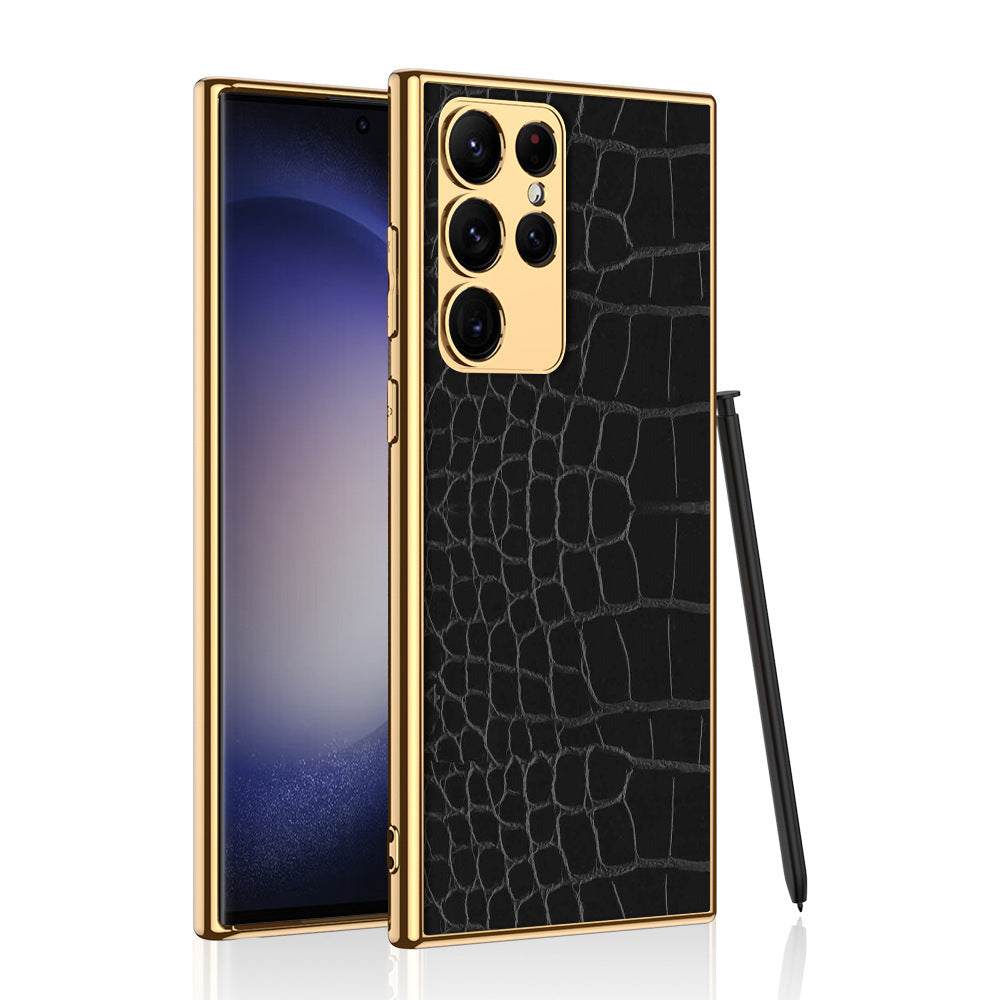 Gold Electroplated Croco Pattern Leather Luxury Cover iPhone cover – JustAndBest India