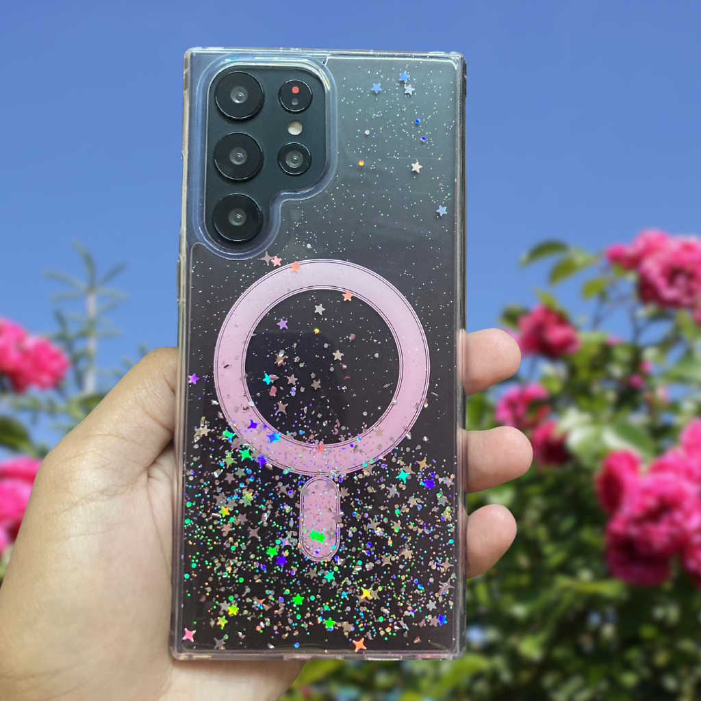 Pink Gradient Glitter Transparent Case iPhone cover – JustAndBest India