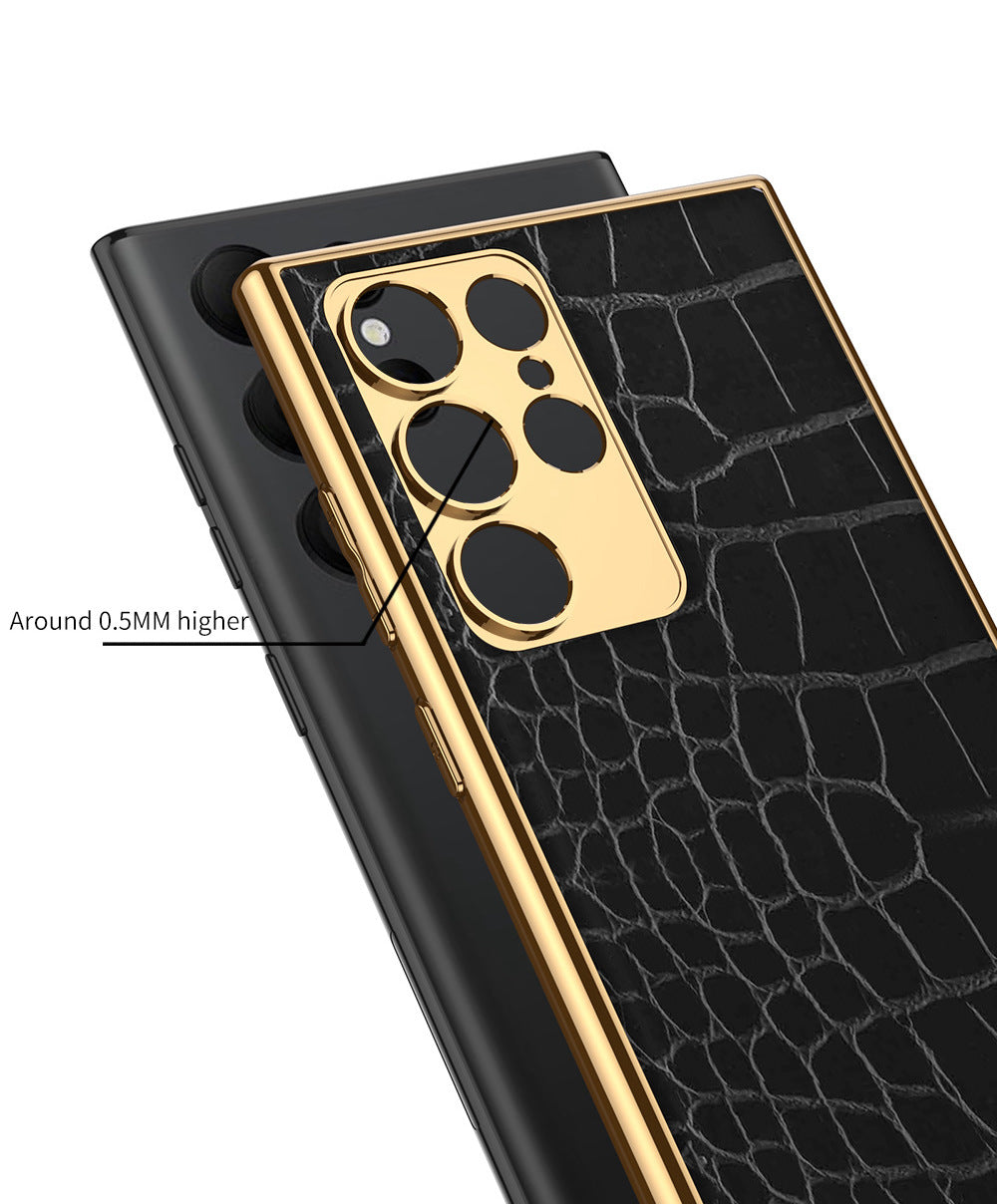 Gold Electroplated Croco Pattern Leather Luxury Cover iPhone cover – JustAndBest India