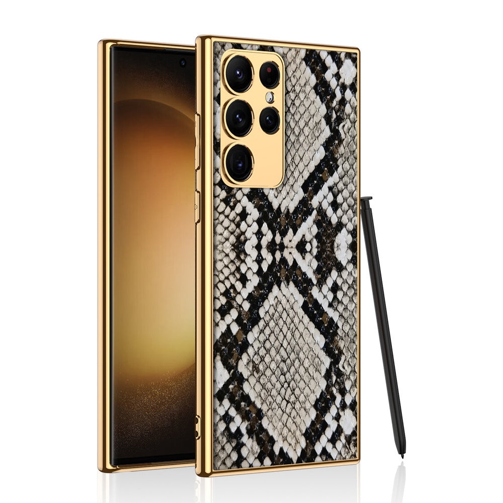 Gold Electroplated Python Pattern Leather Luxury Cover iPhone cover – JustAndBest India