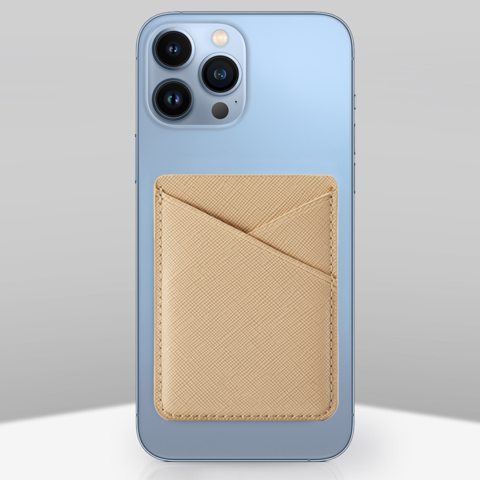 Sandy Tan Dual Card Holder Leather Phone Wallet – phone accessory by JustAndBest India