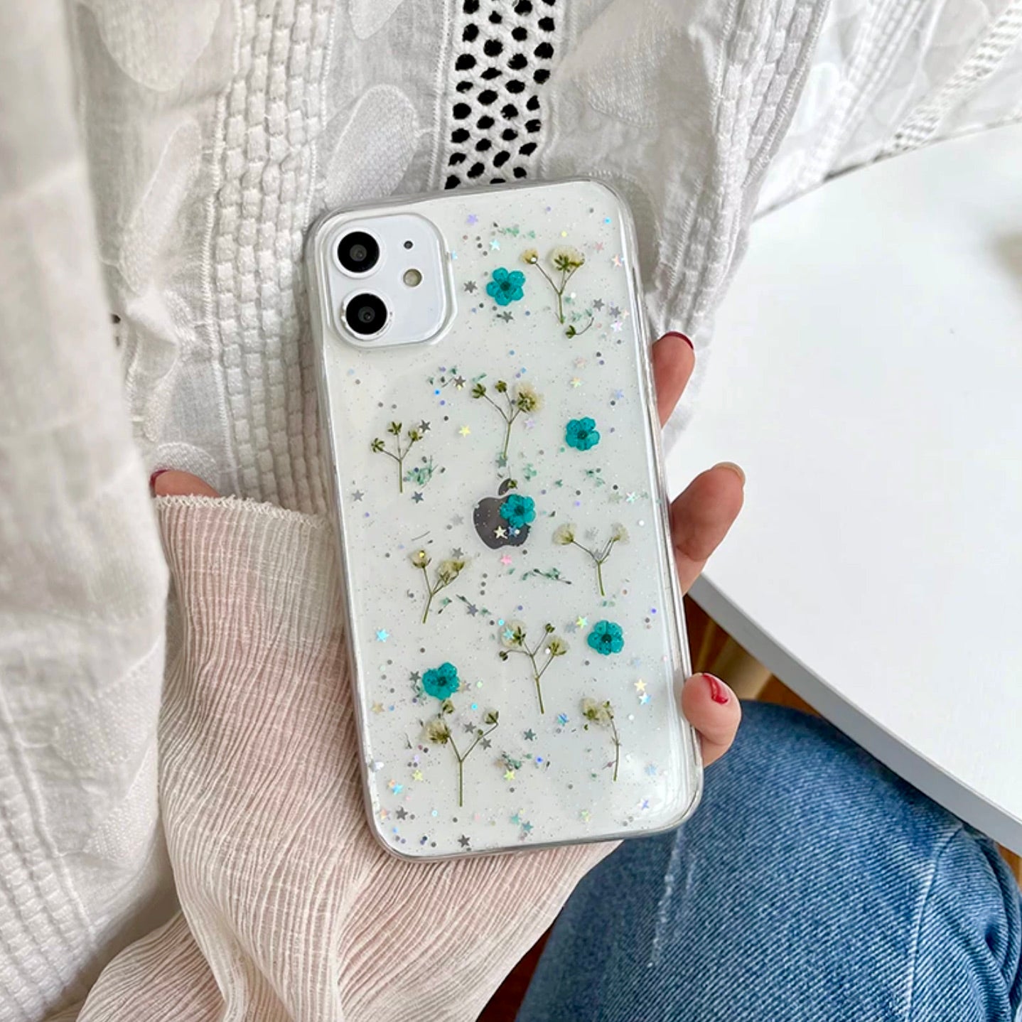 Real Cosmos Floral Glitter Cover iPhone cover – JustAndBest India