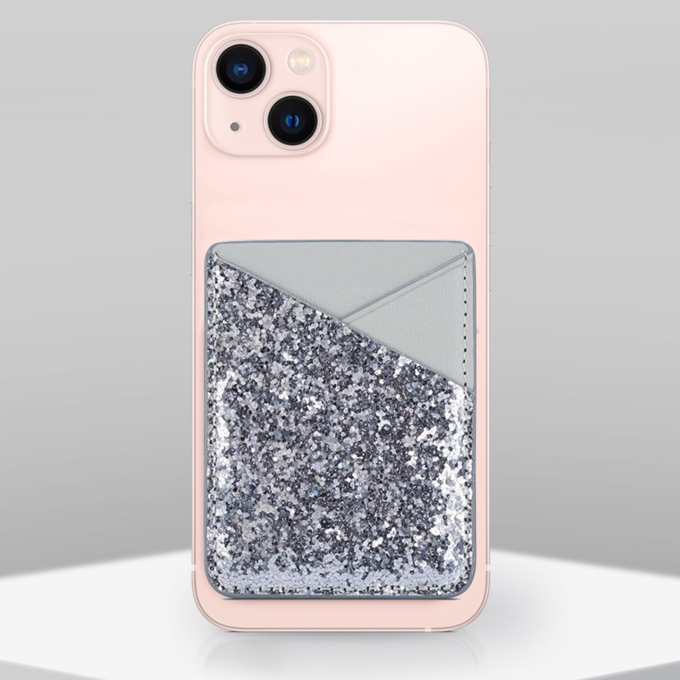 Silver Glitter Phone Wallet – JustAndBest