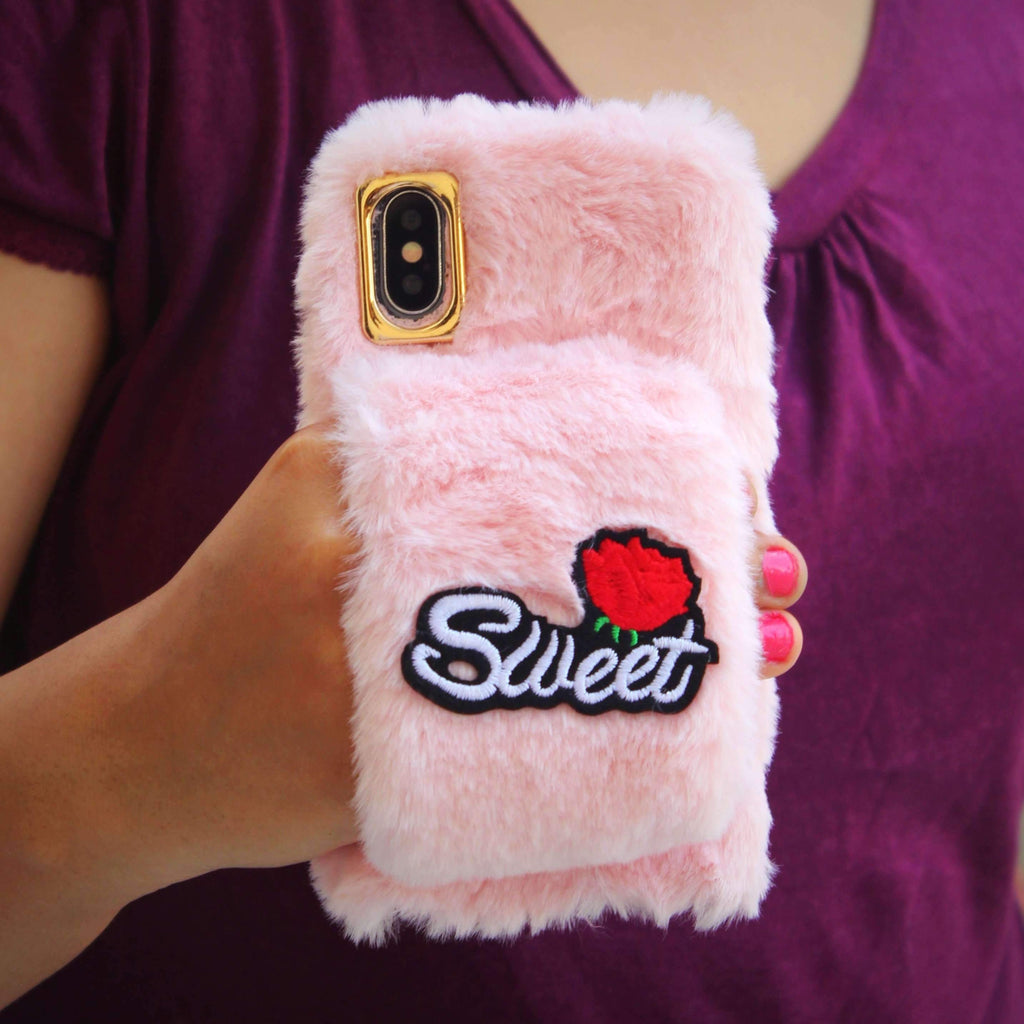 Sweet Rose Cosy Fur Case for iPhone X