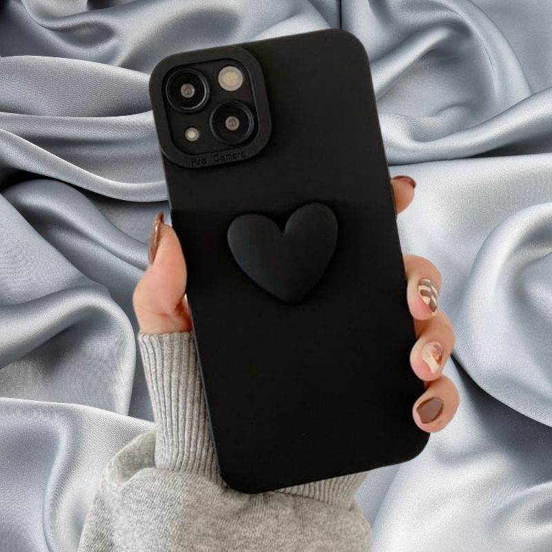 Black Cute Heart iphone 14 Cover
