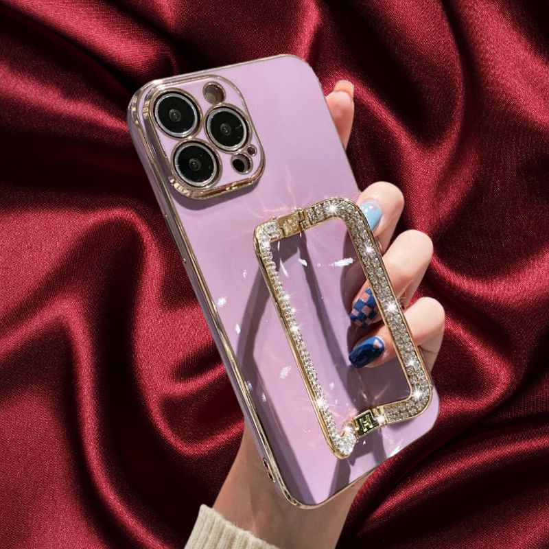 Diamond Rhinestones Gold Buckle Holder Cover – phone accessory by JustAndBest India