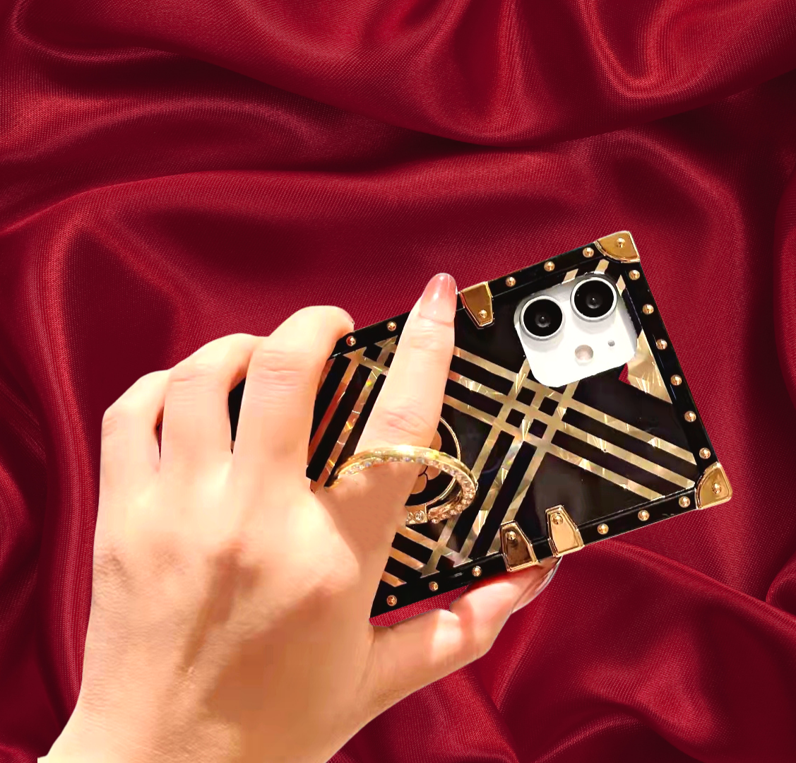 Black & Gold Rose Rhinestones Ring Holder Luxury Cover – phone accessory by JustAndBest India