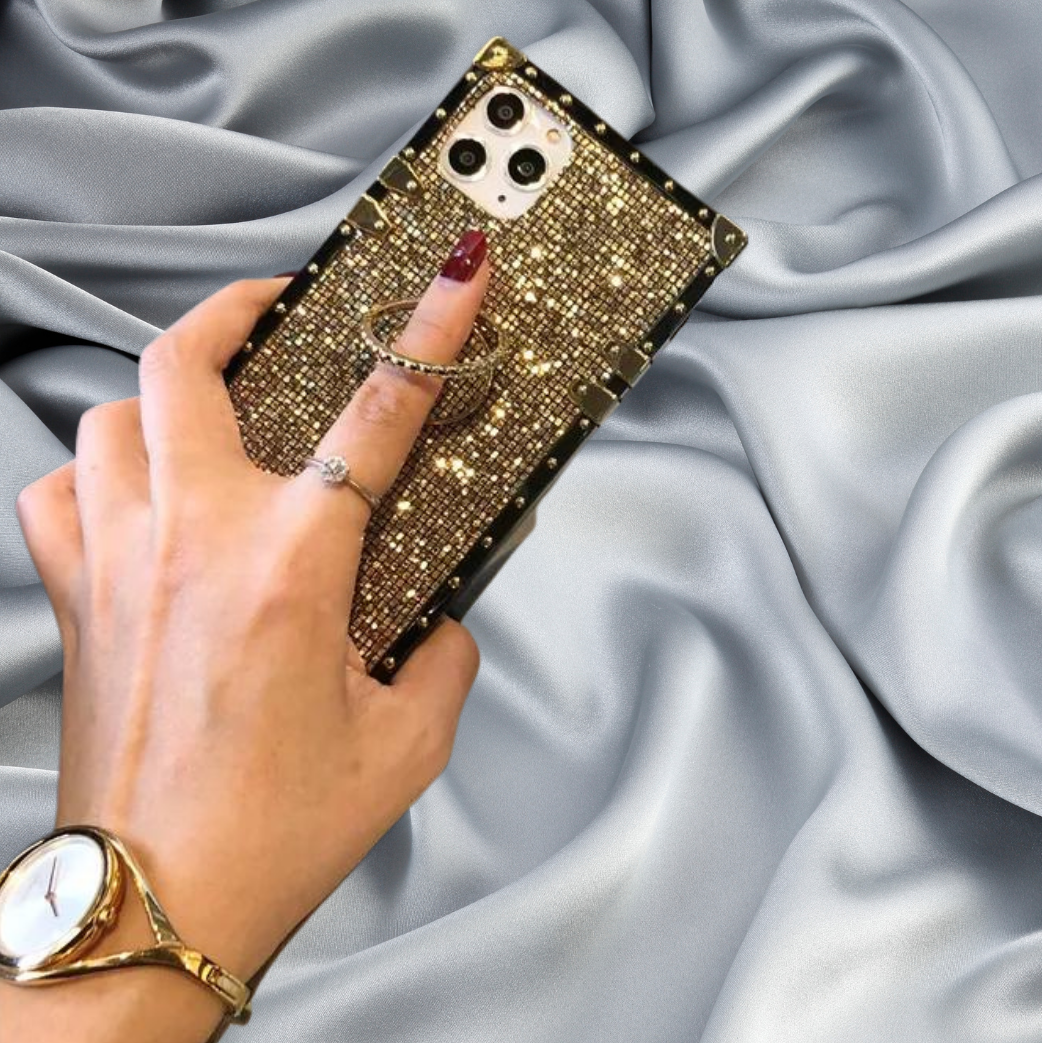 Gold Glitter Ring Holder Luxury Cover – phone accessory by JustAndBest India