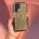 Gold Glitter Ring Holder Cover for Samsung S22