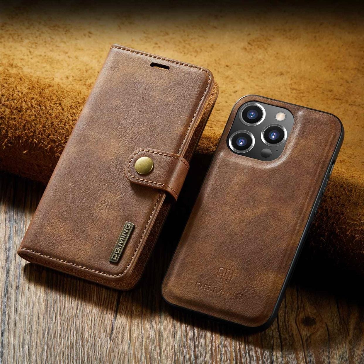 Book Style Flip Genuine Leather Wallet Case Cover For iPhone 15/14