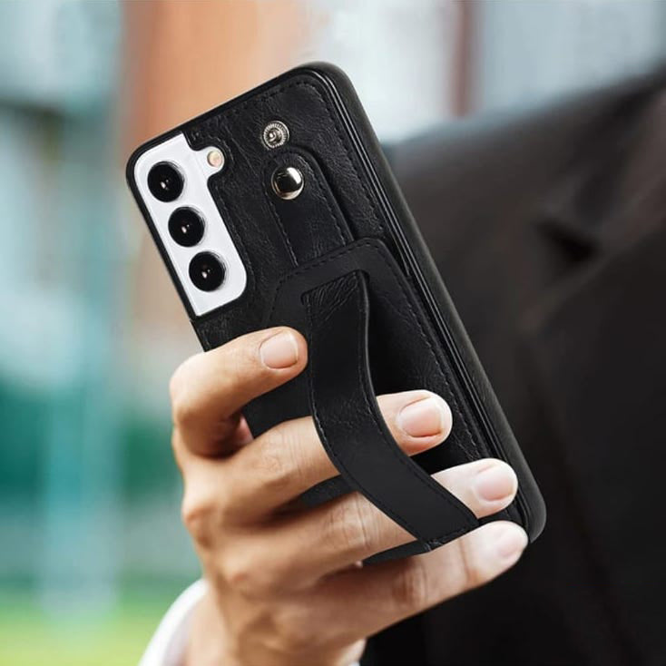 Premium Leather Wallet Style Hand Strap Case iPhone cover – JustAndBest India