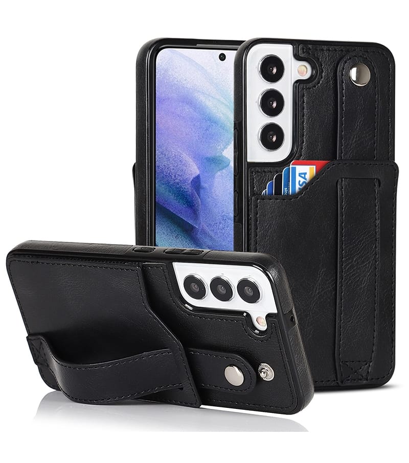 Premium Leather Wallet Style Hand Strap Case iPhone cover – JustAndBest India