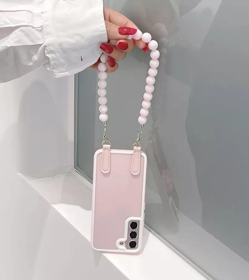 Pink Pearls Bracelet Lanyard Cover – phone accessory by JustAndBest India