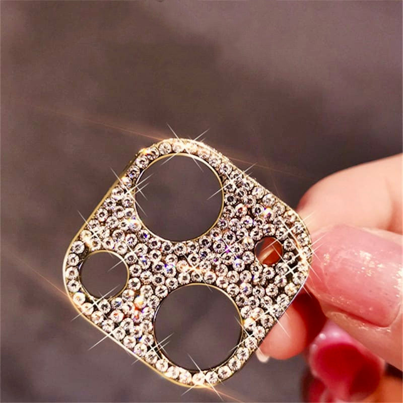 Golden Diamond Stones iPhone Camera Lens Protector – phone accessory by JustAndBest India